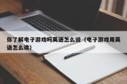 你了解电子游戏吗英语怎么说（电子游戏用英语怎么读）