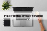 广东麻将如何数码（广东麻将数字调到几）