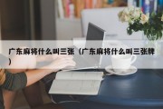 广东麻将什么叫三张（广东麻将什么叫三张牌）