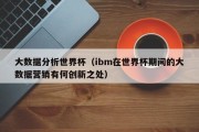 大数据分析世界杯（ibm在世界杯期间的大数据营销有何创新之处）